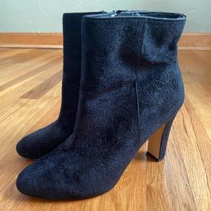 Black Suede Printed Ankle Boots